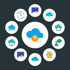Fototapeta premium cloud and networking, chat and messenger, time Infographic Circle flat Icons Set. Contains such Icons as network, data, computer, phone, background, text and more. Fully Editable. Pixel Perfect