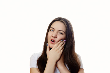 Naklejka premium young woman has a toothache