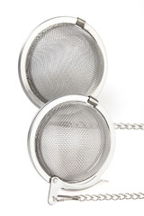 Two tea mesh on a chain on a white background.