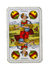 Doppeldeutsche Spielkarte _ schell _ Dame_Landfrau_Sommer