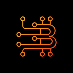 Obraz premium Blockchain vector orange logo element or icon in outline style