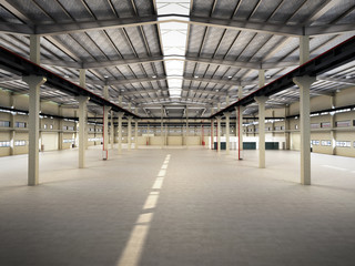 empty Hangar delivery warehouse 3d render image