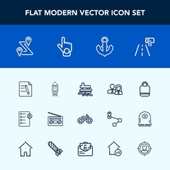 Modern, simple vector icon set with paper, sign, big, hand, tower, ben, record, index, london, clock, route, road, staff, map, boat, style, street, business, document, vessel, ship, human, music icons