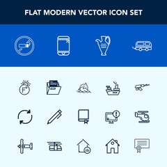 Modern, simple vector icon set with study, bus, book, animal, blank, travel, scale, ship, war, cigarette, sign, vase, fahrenheit, addiction, decoration, paper, nature, weapon, transport, machine icons