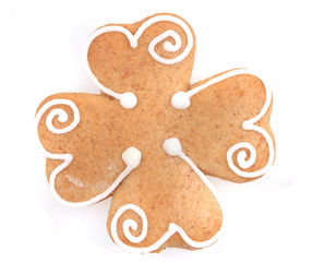 four-leaf clover christmas gingerbread isolated