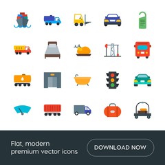 Modern Simple Set of transports, food, industry, hotel Vector flat Icons. Contains such Icons as travel,  distribution,  vessel,  travel and more on white background. Fully Editable. Pixel Perfect