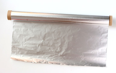 unfolded aluminum foil on roll
