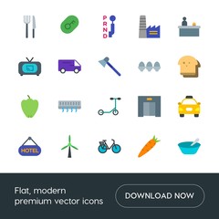 Modern Simple Set of transports, food, industry, hotel Vector flat Icons. Contains such Icons as key,  card,  power,  meal,  modern,  air and more on white background. Fully Editable. Pixel Perfect