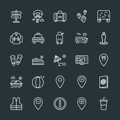Modern Simple Set of location, travel Vector outline Icons. Contains such Icons as speed,  internet,  map,  graphic,  extreme,  abstract and more on dark background. Fully Editable. Pixel Perfect.