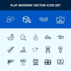 Modern, simple vector icon set with queen, technology, real, cello, necklace, crown, account, education, tag, modern, school, party, musical, interior, transport, arrow, graduation, business icons