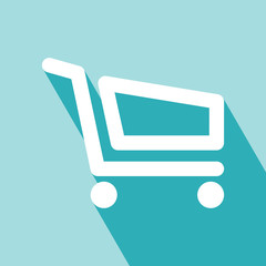 Shopping Cart Icon. Flat Shopping Cart icon. Elements for design. Shopping Cart Icon on blue background. All in a single layer. Vector Illustration.