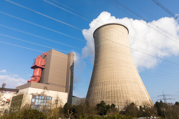 cooling tower with blue sky