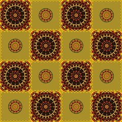 quilt patchwork background with mandala ethnic style