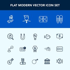 Modern, simple vector icon set with mobile, field, science, pitch, rent, phone, magnetic, seafood, price, place, estate, frame, finance, online, search, pole, gold, sea, first, internet, medal,  icons