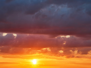 Bright orange and yellow colors sunset sky