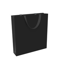Isolated black shopping bag with black handle