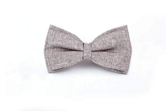 Beautiful gray bowtie on a white background.