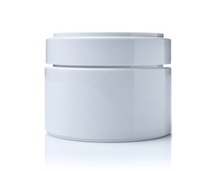 Blank white mockup jar of cosmetic facial cream