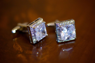 Men's elegant cufflinks with rhinestones