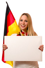 Fußballfan mit Schild 