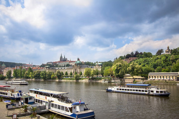 Fototapeta na wymiar Prague Castle across the river Vltava