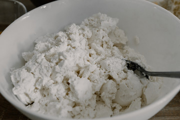 White cheese in a bowl