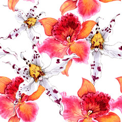 Tropical watercolor orchids. You can use it to congratulate you on your wedding day, happy birthday.