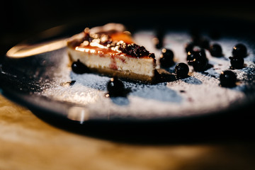 Cheesecake with blueberry mousse and berries