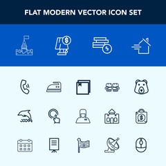 Modern, simple vector icon set with iron, property, click, wild, home, bear, technology, house, wildlife, file, business, hospitality, ironing, medieval, button, nature, estate, cell, ocean, web icons