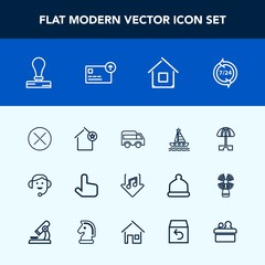 Modern, simple vector icon set with pointer, finance, download, left, help, cash, parasol, sea, sound, music, service, umbrella, business, direction, headset, internet, click, summer, money, bus icons