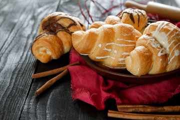 croissants on a clay plate