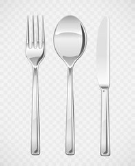 Fork, spoon, knife. Set of utensils for eating. Food dishes.