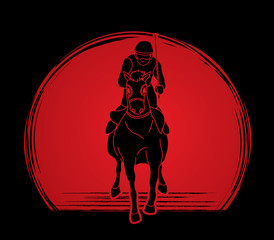 Riding horse, Race horse, Jockey Equestrian designed on sunlight background graphic vector.