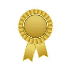 Gold award rosette with ribbon
