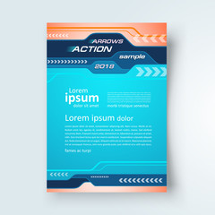 Flyer arrows cover design, vertical brochure size A4 template, action creative leaflet, trend cover