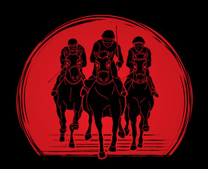 Fototapeta na wymiar Riding horse, Race horse, Jockey Equestrian designed on sunlight background graphic vector.