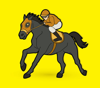 Riding horse, Race horse, Jockey Equestrian graphic vector.