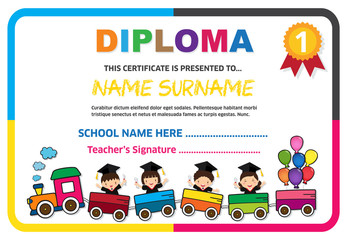 Kids Diploma certificate background design template