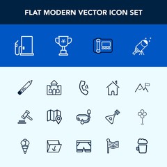 Modern, simple vector icon set with water, oil, pen, gas, architecture, summer, cell, fuel, justice, snorkel, petrol, business, astronomy, telephone, lawyer, element, estate, phone, location icons