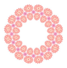 Round frame of delicate lotus flowers and a place for text. Vector element for greeting cards, invitation cards and your creativity