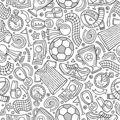 Cartoon hand-drawn Soccer seamless pattern