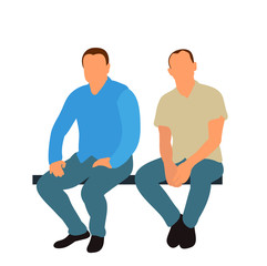 isolated flat style men without faces sitting