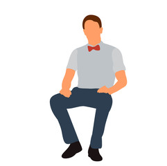  isolated, flat style, man sitting