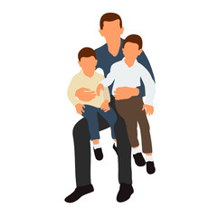 flat style, family sitting