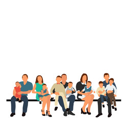 Fototapeta premium vector, isolated, flat style, family with children sitting