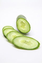 cucumber chopped ovals on a white background