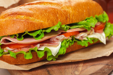 sandwich on a wooden table