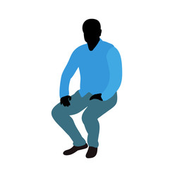 isolated, icon, silhouette in colored clothes, man sitting