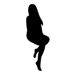  icon, silhouette girl sitting