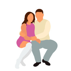 isolated flat style, guy and girl without face sitting